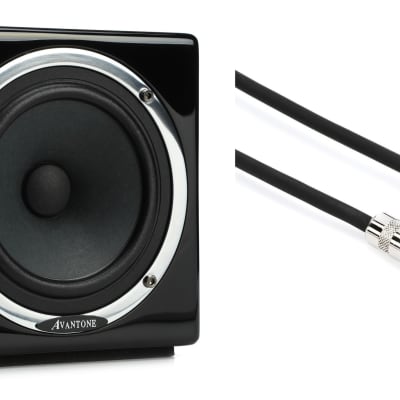 Avantone Pro Active MixCube 5.25 inch Powered Studio Monitor - Gloss Black (each)  Bundle with Pro Co BPBQXM-2 Excellines Balanced Patch Cable - TRS Male to XLR Male - 2 foot image 1