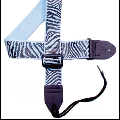 Legacystraps  Zebra  2" Cotton Guitar Strap with Black Zebra Stripes on a Powder Blue Strap