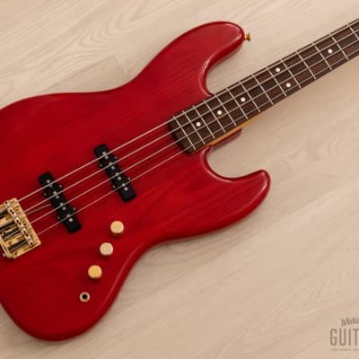 1987 Fender Order Made Jazz Bass JB62 Trans Red Ash w/ Gold Hardware, Japan MIJ Fujigen for sale
