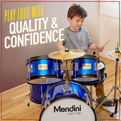 Mendini by Cecilio 16 inch 5-Piece Complete Kids Drum Set - Red Wine Metallic Bild 5