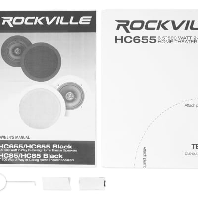 Pair Rockville HC655 Black 6.5" 500 Watt In-Ceiling Home Theater Speakers 8-Ohm image 9