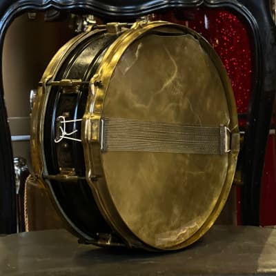 VINTAGE 1920's Leedy 5x14 Engraved Black Elite Snare Drum | Reverb