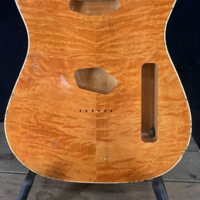 Real Life Relics Tele® Telecaster® Body Aged Amber Flame Maple Top Double Bound image 2