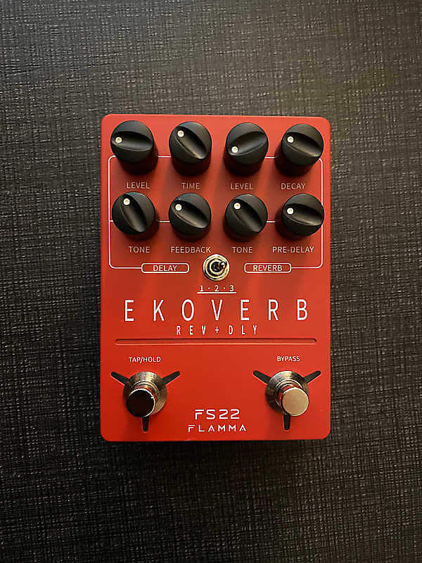 Flamma FS22 Ekoverb Guitar Dual Reverb and Delay Pedal Red - Open