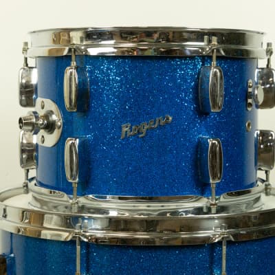 1960s Rogers Swingtime Blue Sparkle Pearl Drum Set image 15