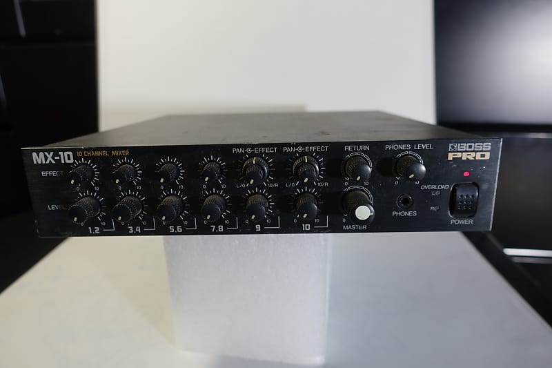 Boss MX-10 Mixer w AC Power supply, 10channels fxsends Mic in /stereo line , Half rack image 1