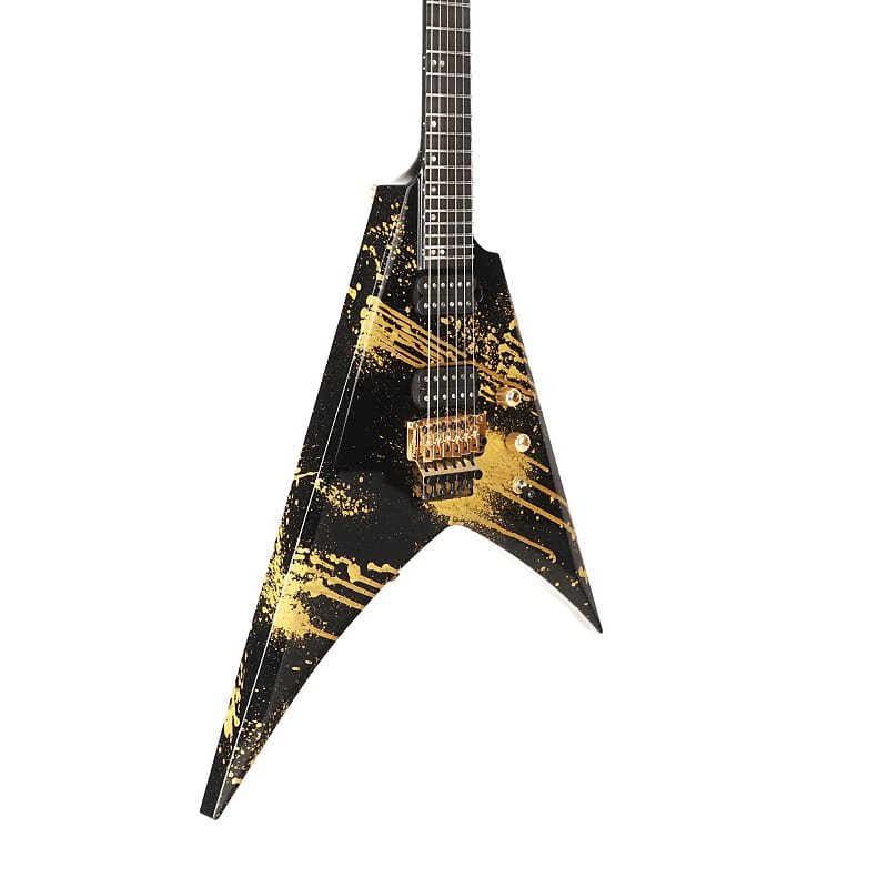ESP USA V-II FR Electric Guitar - Gold Splatter - | Reverb