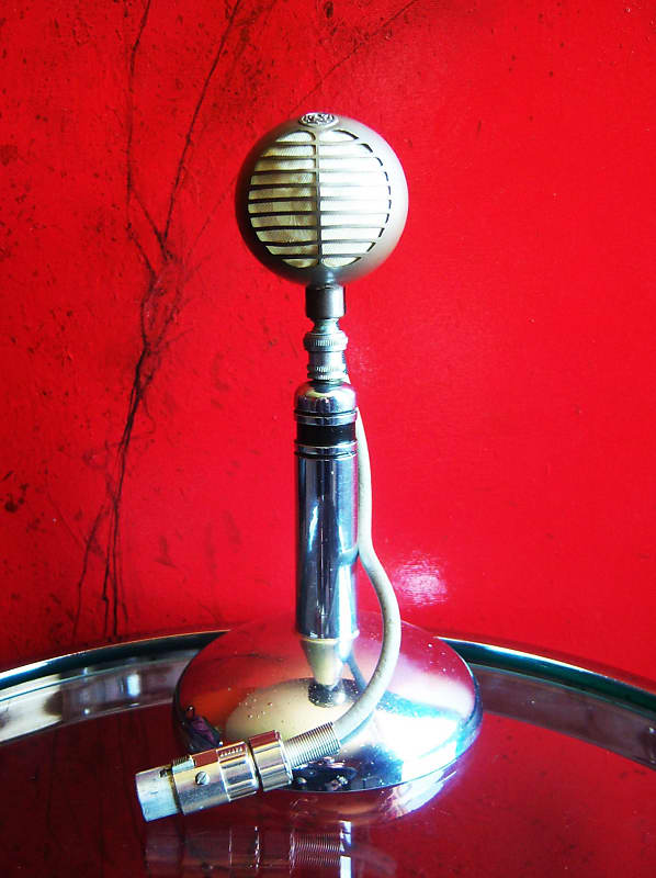 Vintage 1940's RCA MI-12017-G dynamic microphone Hi Z w cable & stand prop display Shure image 1