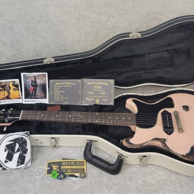 NEW! Rock N Roll Relics Thunders DC / LP P-90 guitar in Shell Pink over Black image 9