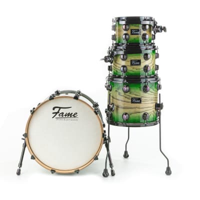 Fame Fortress Stage Shell Set Green Burst - Drum Shell Set image 2