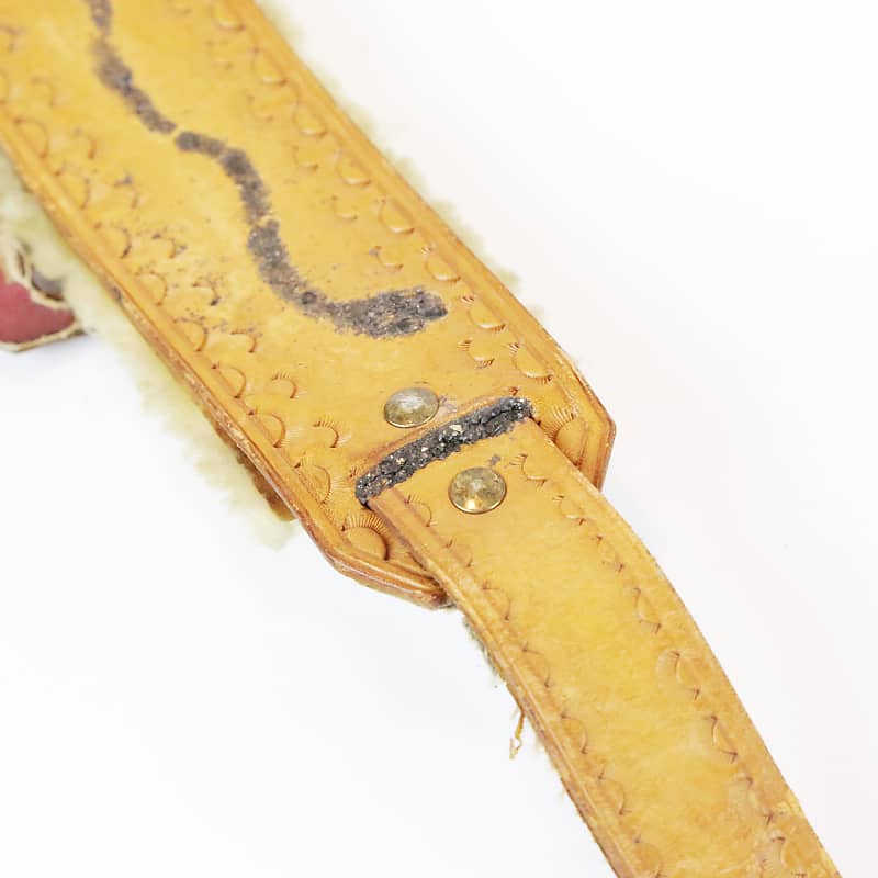 1950’s Hand-Made Vintage Original BEN Western Tooled Leather Glam Buckle  Guitar Strap 1960s Rockabilly Nudie w/ Glitter Snake