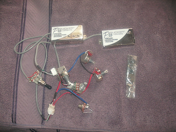 Epiphone Classic Plus ProBucker Pickups, wiring harness, potentiometers, switch, input jack, chrome image 1