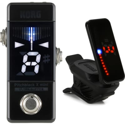 Korg Pitchblack X Mini Custom Pedal Tuner and Pitchclip 2 Plus Clip-on Tuner