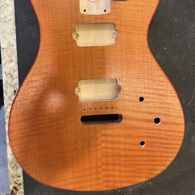 Supra-Tone Double cut flamed maple guitar body - Mango/Oxblood image 1