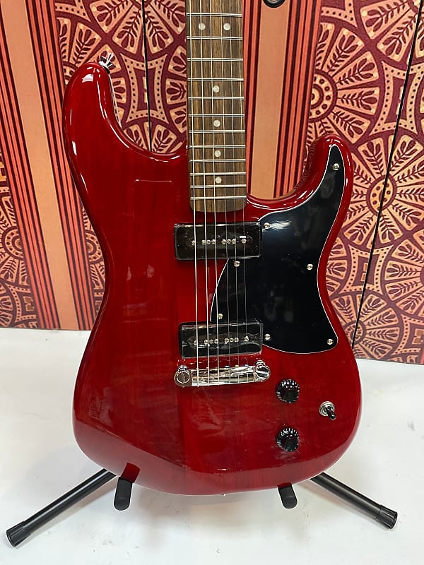 Squier Paranormal Strat-O-Sonic Electric Guitar - Crimson Red Transparent