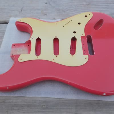 4lbs 1oz BloomDoom Nitro Lacquer Aged Relic Faded Fiesta Red S-Style Vintage Custom Guitar Body image 3
