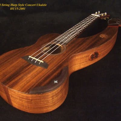 Bruce Wei Acacia LEFT-HAND 4 String Harp Style Concert Ukulele, Low G, Vine inlay  HU15-2001 for sale