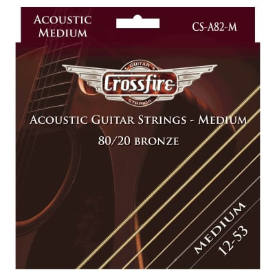 Crossfire Medium 80/20 Bronze Acoustic Guitar Strings (12-53) for sale