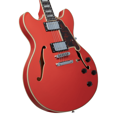 D'Angelico Premier DC Semi-Hollow Double Cutaway Fiesta Red, Stop-Bar Tailpiece, Fiesta Red image 6