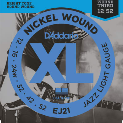 D'Addario EJ21 Nickel Wound Electric Guitar Strings, Jazz Light, 12-52 image 1