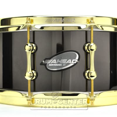 Ahead 3mm Cast Bell Brass Snare Drum 14x6 Black Chrome w/Brass Hw DEMO MODEL image 1