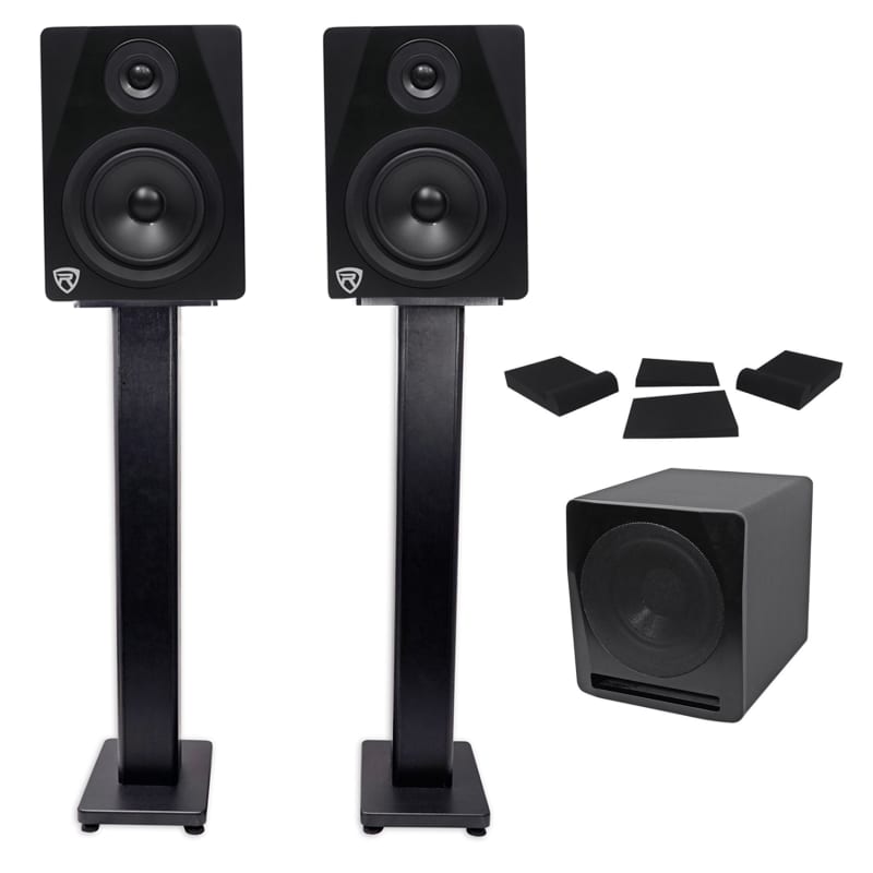  Rockville APM8W 8 2-Way 500W Active/Powered USB Studio Monitor  Speakers Pair, White : Video Games