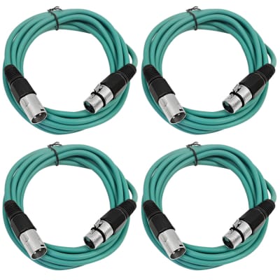 4 Pack of XLR Patch Cables 6 Foot Extension Cords Jumper - Green and Green image 1
