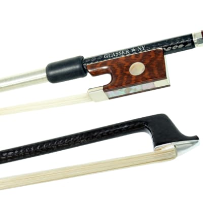 Glasser Violin Bow Braided Carbon Fiber Round, Fully Lined Snakewood Frog,  4/4 size