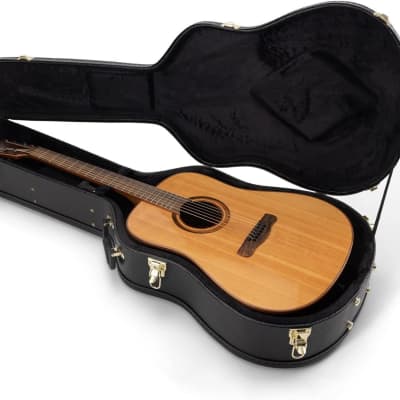 On-Stage GCA5000B Hardshell Acoustic Guitar Case (Dreadnought-Body Instrument Protection, Storage, and Carrying, Molded Interior, Wood and Vinyl Exterior, Accessory Compartment, Gold-Plated Hardware) image 5