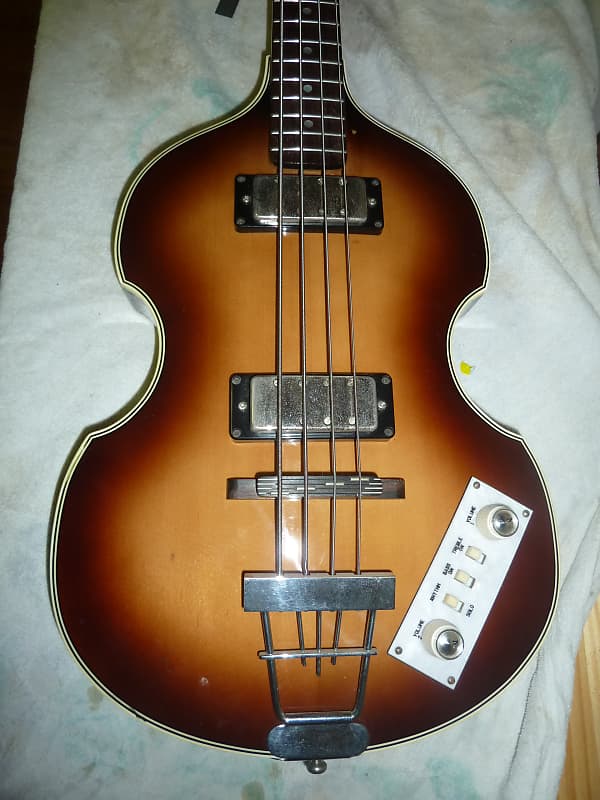Greco VB-50 1986 Tobacco Burst Violin Bass, with hard-shell