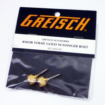 Genuine Gretsch Gold Guitar Strap Button Knobs and Hanger Bolts, Gold, Set of 2 image 2