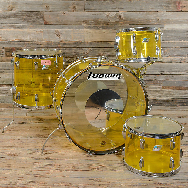 Ludwig Vistalite 13/14/16/24 4pc Drum Kit Yellow 70s