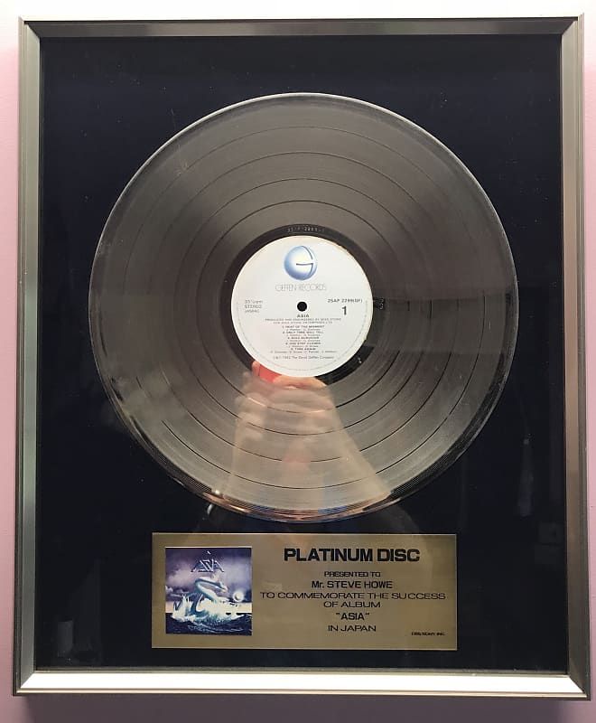 1982 Sony Platinum Award for ASIA presented to Steve Howe image 1