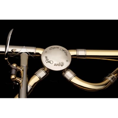 Bach 42BO Stradivarius Series Tenor Trombone with Open Wrap F Attachment Standard Rotor Valve 2010s - Clear Lacquered Brass image 3