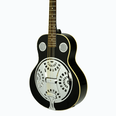 De Rosa DBI-8-VSB-BK Laminated Spruce Top Maple Neck 6-String Resonator Acoustic Guitar -  Black image 3