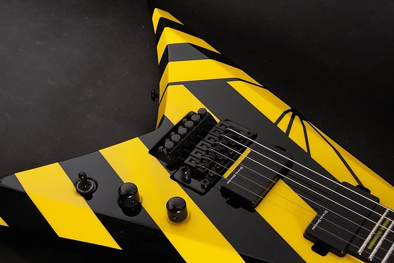 Washburn Parallaxe 6-String Electric Guitar, Black-Yellow