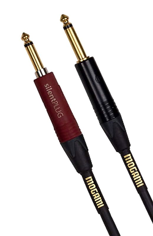 Mogami Gold INST Silent S-18 Guitar Instrument Cable, 1/4" TS Male Plugs, Gold Contacts, Straight Connectors with silentPLUG, 18 Foot image 1