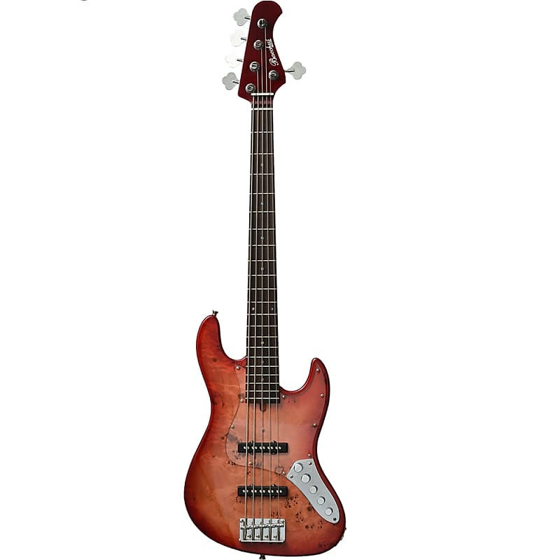 Bacchus WJB5-BP Act RD-B Red Burst 5-String Active Bass image 1