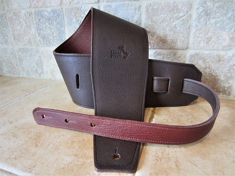 Italia Leather Straps 4 INCH WIDE Chocolate LEATHER GUITAR STRAP