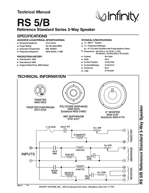 Infinity deals rs5b speakers