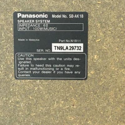 Rare Set of 2 Panasonic SB-AK18 1998 Grey Black Book Shelf Speakers Excellent Tone image 6