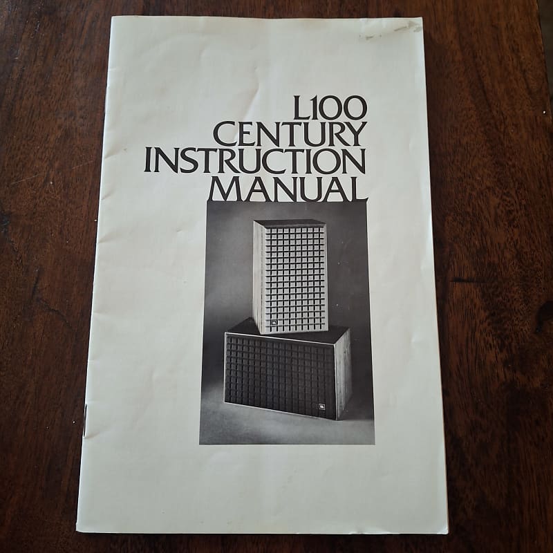 Rare Original JBL L100 Century Speakers Instruction Manual, 1974, Free Shipping!  			