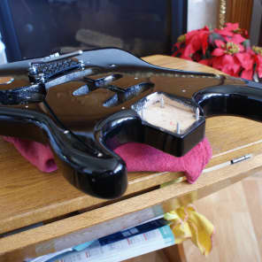 Fender  Contemporary Stratocaster Body W/ Fender System One Refurb. Bridge for Parts 1984-87 Black image 8