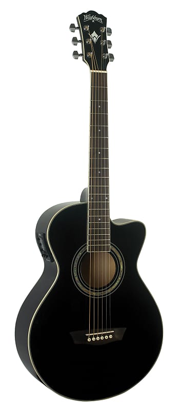 Washburn EA10 Festival Series Petite Jumbo Cutaway Acoustic Electric Guitar. Black EA10B-A-U image 1