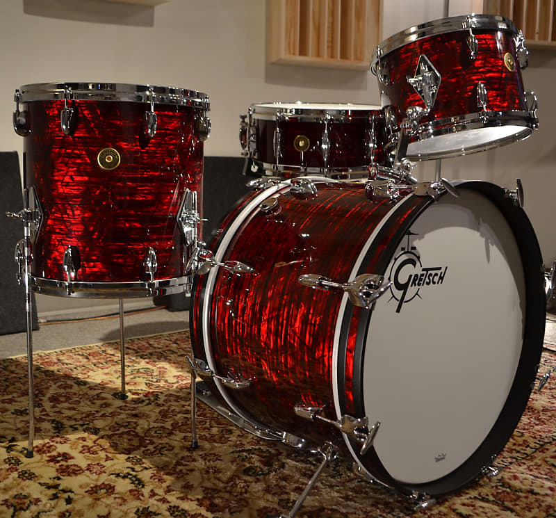 Gretsch 20/12/14/5x14" USA Custom Drum Set w/ Vintage build out - Red Wine Pearl image 1