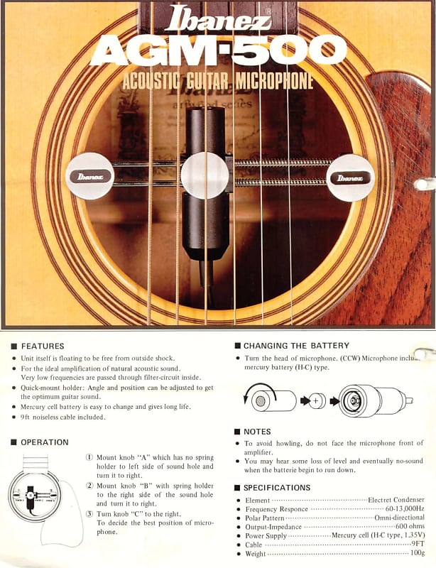 Ibanez AGM-500 Guitar Microphone 1980 image 1