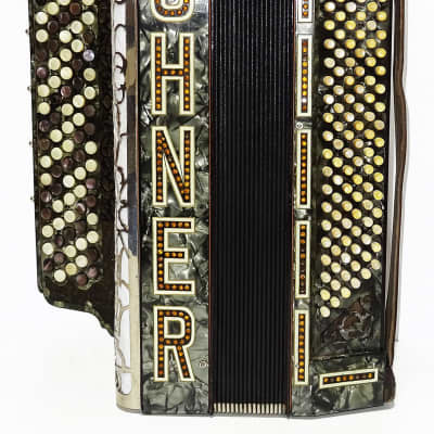 Vintage HOHNER Button Accordion made in Germany 5 Rows Original Bayan 2045, New Straps, Rich and Powerful Sound! image 7