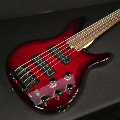 Yamaha Red Burst TRBX605 FM Flame Maple Top 5 String Bass