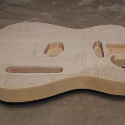 Unfinished Telecaster Body Book Matched Figured Flame Maple Top 2 Piece Alder Back Chambered Very Light 3lbs 4oz! image 11
