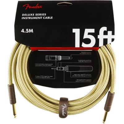 Fender Deluxe Instrument Cable, 4.5m/15ft, Tweed for sale